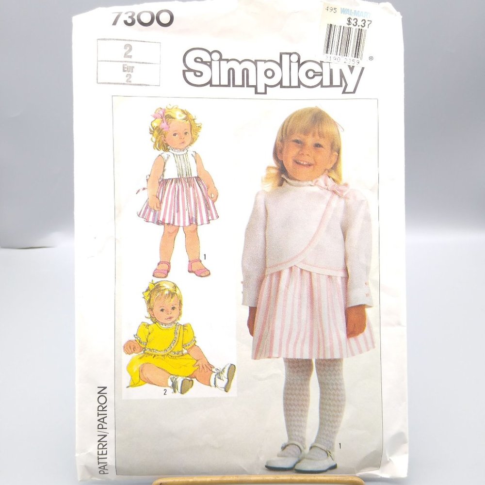 Vintage Sewing PATTERN Simplicity 7300, Toddlers 1985 Dress and Jacket, Child